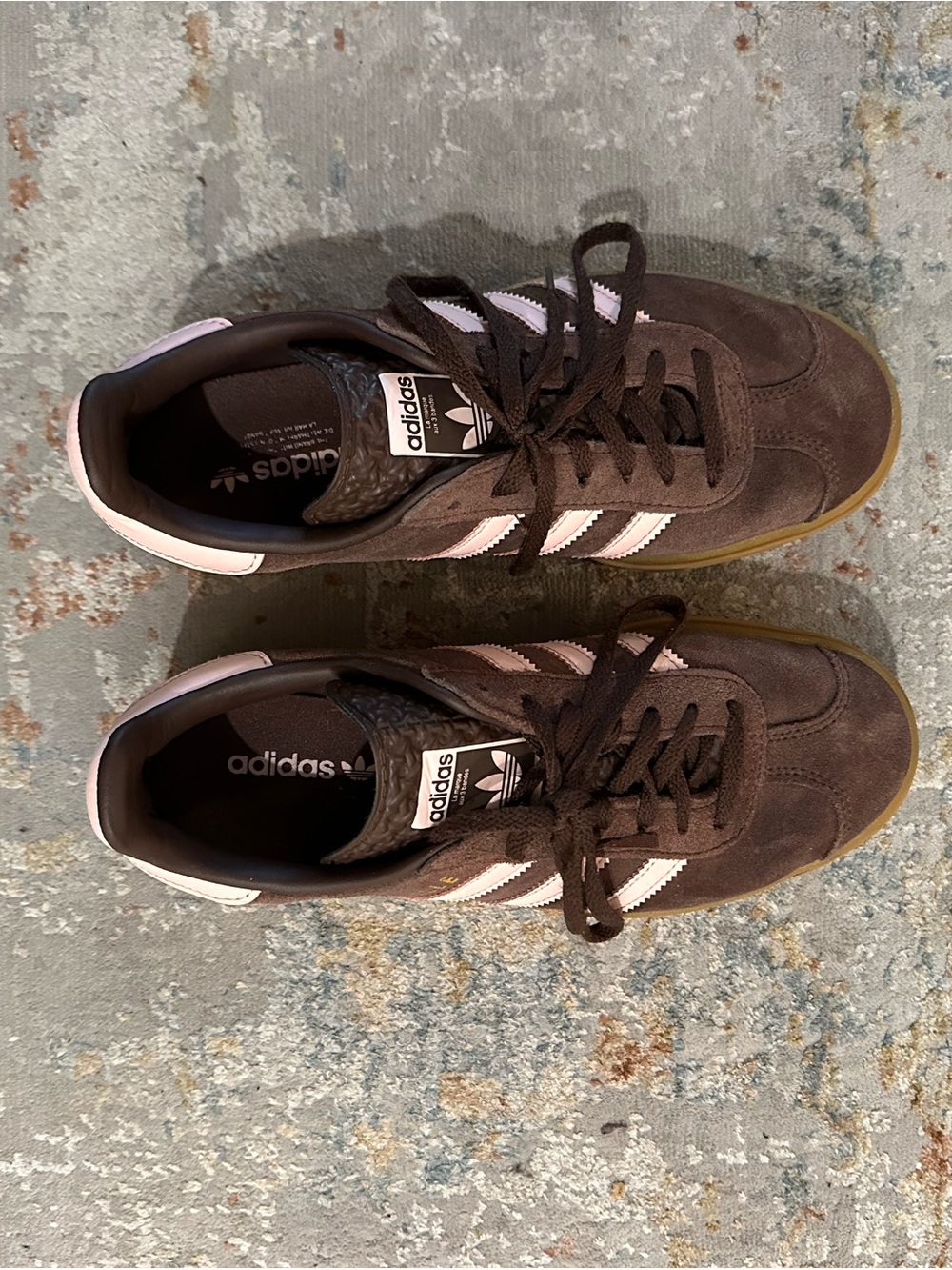 adidas Women's Samba Suede Sneakers in Brown with Pink Stripes